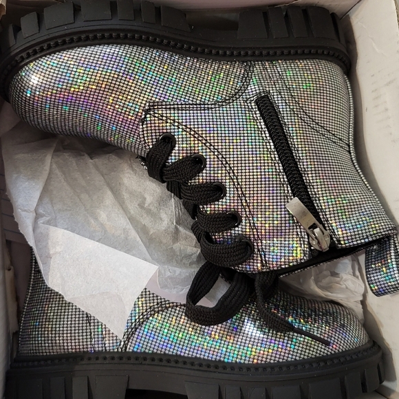NIB Nova Kids Mini Disco Ball Size 12 Lace Up Boots Combat,Disco,box Has Damage - Picture 9 of 16